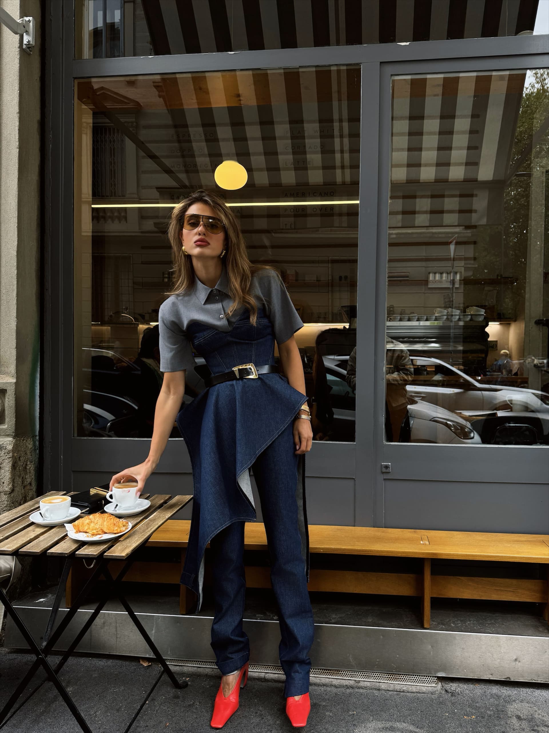 Deep Denim and Bright Red