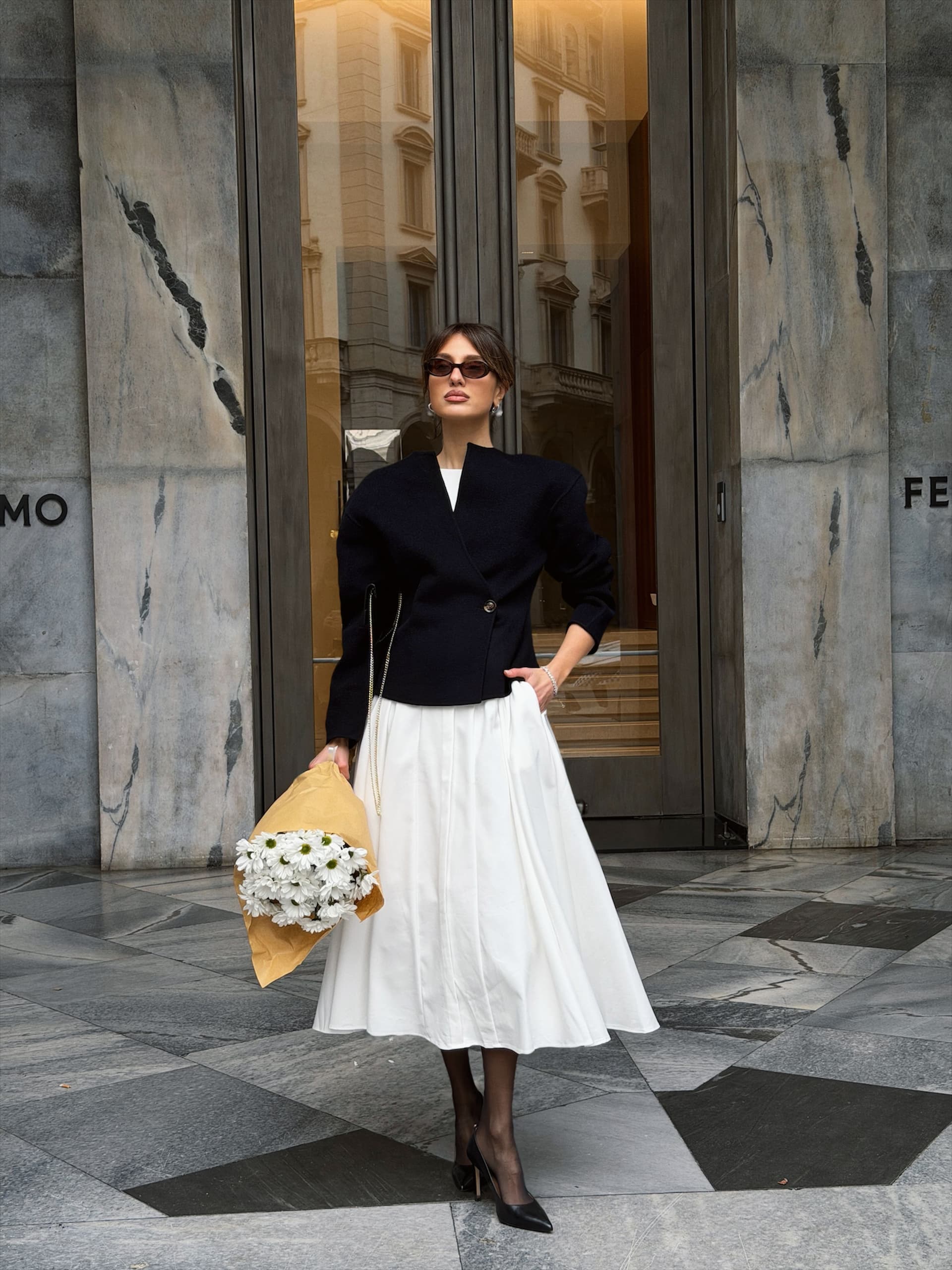 Jacket With Long White Skirt